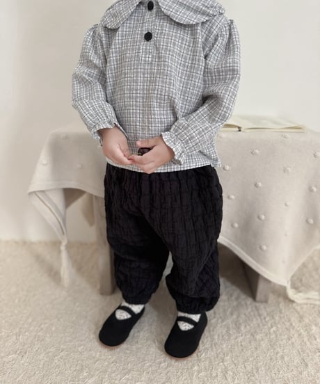 予約mimi market Check balloon blouse
