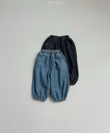 予約minirobe Stitch denim jogger pants