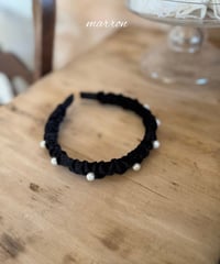 予約 marron Velvet pearl headband