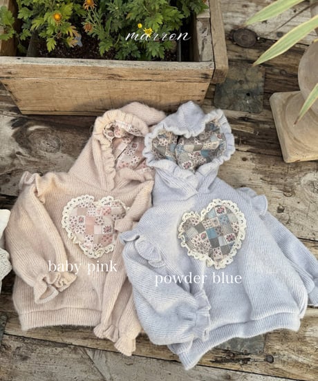 予約 marron Heart knit hoodie