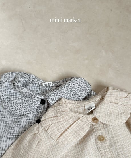 予約mimi market Check balloon blouse