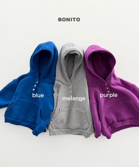予約 bonito Binding-Trim Snap-Button Hoodie