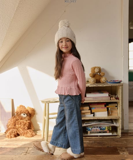 予約 melikey Velvet ribbon denim pants