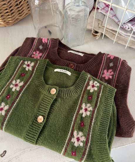 予約 OREN Berthe Fleur Knit Vest