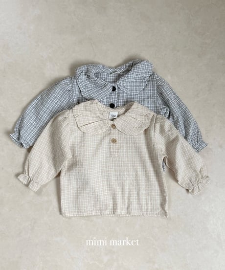 予約mimi market Check balloon blouse