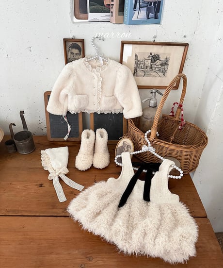 予約 marron Lace fur headband