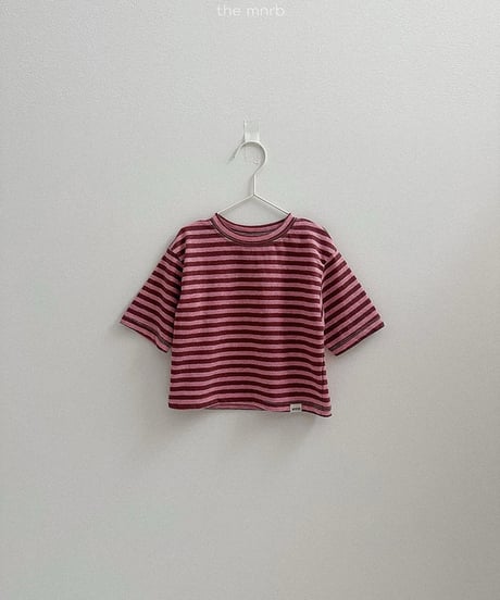 予約minirobe Cozy Stripe 3/4 Sleeve Tee