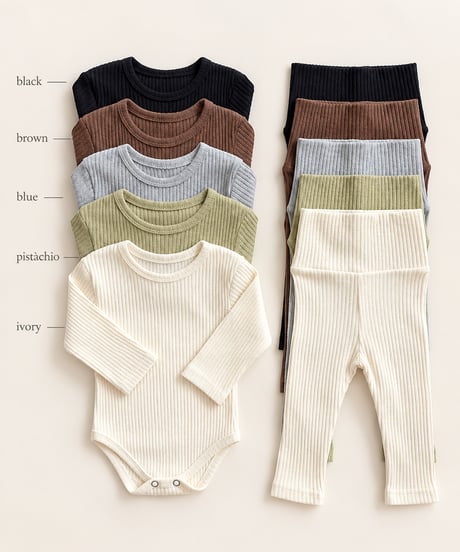 即納Soft Rib Baby body&leggings  Set
