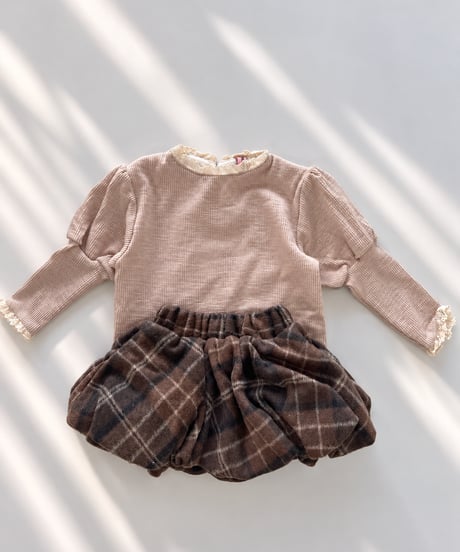 即納Lace Frill Puff Tops