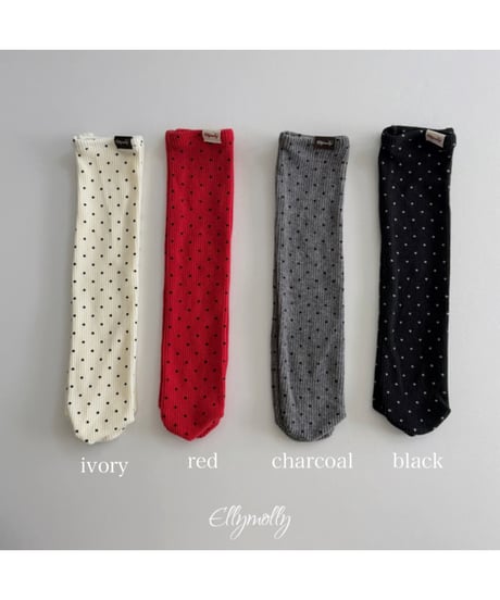 予約Elly Molly Dot Ribbed Fleece-Lined Socks