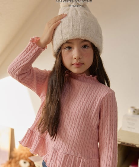 予約 melikey Cable knit frill Tee