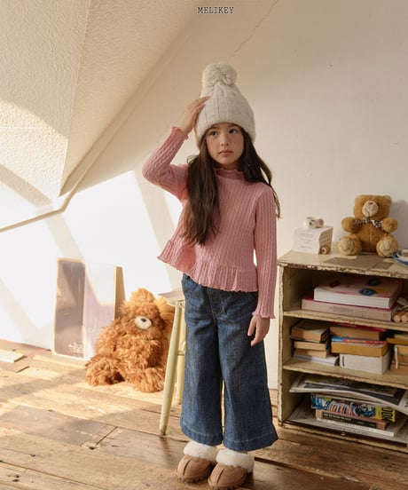 予約 melikey Velvet ribbon denim pants