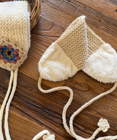 予約 OREN Hand-Knit Flower Bonnet