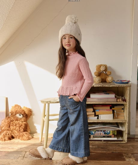 予約 melikey Cable knit frill Tee