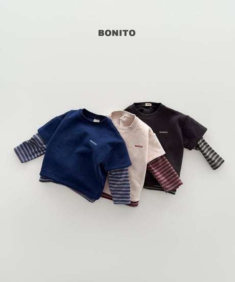 予約 bonito Fleece-Lined Short-Sleeve Layered Tee