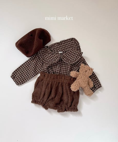 予約 mimi market Check frill collar tee