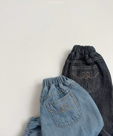 予約minirobe Stitch denim jogger pants