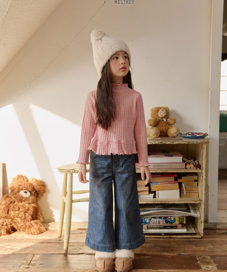 予約 melikey Velvet ribbon denim pants