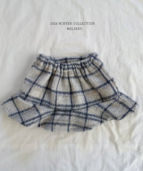 予約 melikey Check ribbon frill skirt