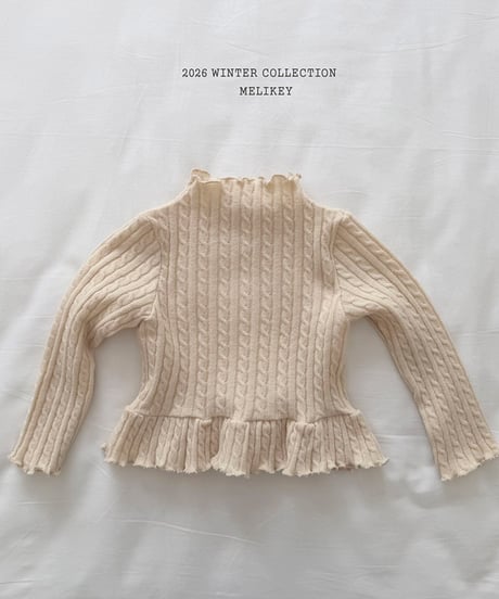 予約 melikey Cable knit frill Tee
