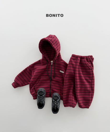 予約 bonito Stripe Hooded Zip-Up Set