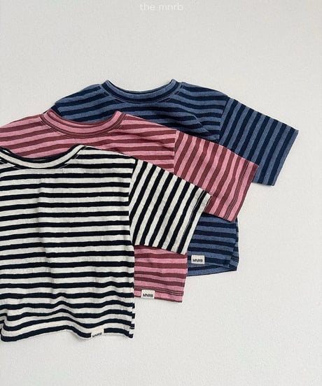 予約minirobe Cozy Stripe 3/4 Sleeve Tee