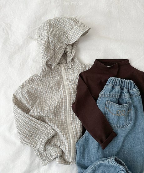 予約minirobe Stitch denim jogger pants