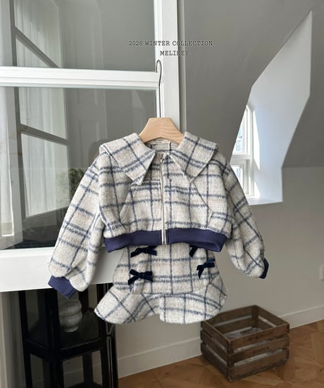 予約 melikey Check ribbon frill skirt