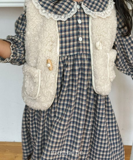 予約 monbebe Lala check one-piece