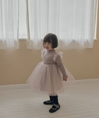 予約 The beige Ribbed Tulle dress