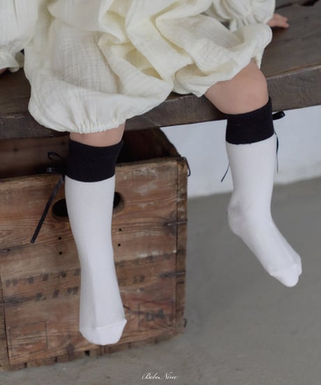 予約 bebe nine Nine Ribbon Half Stocking Set (2p)