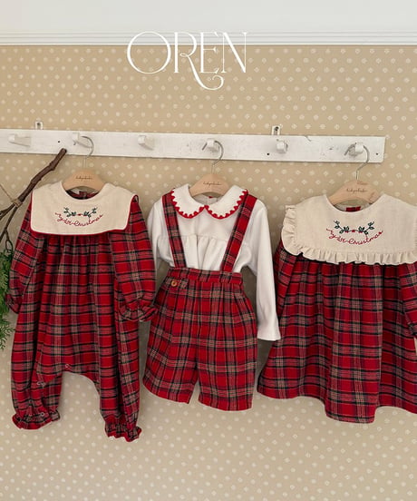 予約 OREN Eve Check Suspender Pants
