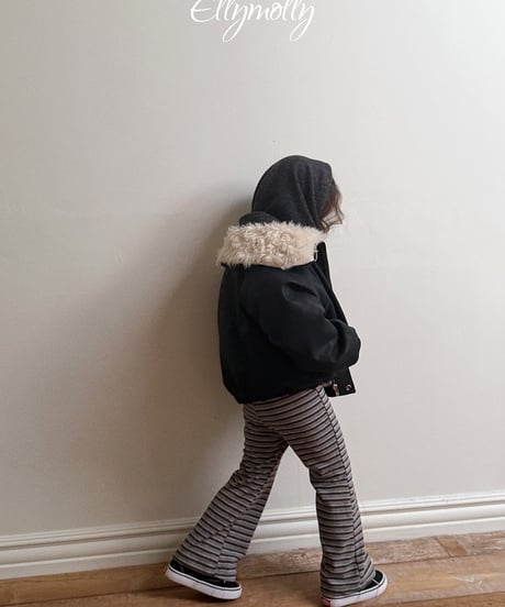 予約Elly Molly Latte stripe boots cut pants