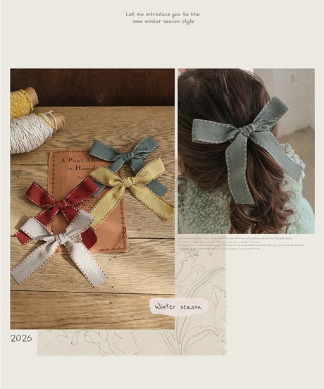 予約 FLO stitch ribbon hairpin
