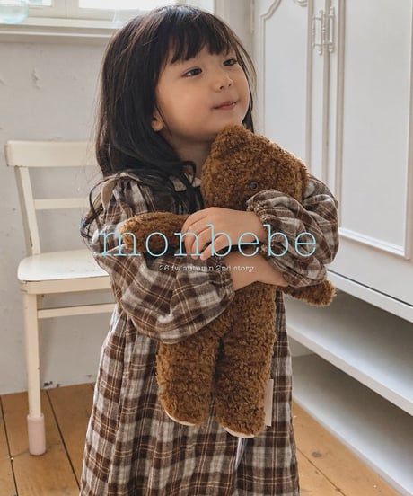 予約 monbebe Lovely check one piece