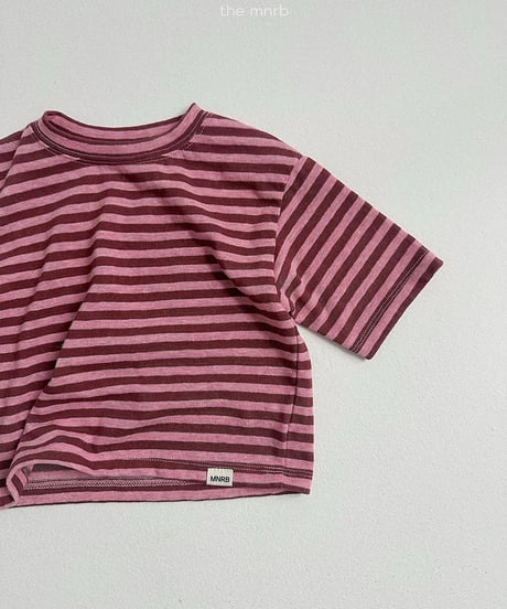 予約minirobe Cozy Stripe 3/4 Sleeve Tee