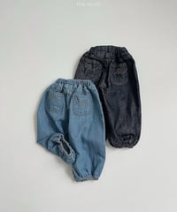 予約minirobe Stitch denim jogger pants