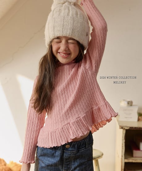 予約 melikey Cable knit frill Tee