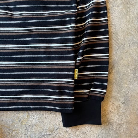 FARAH "MULTI BORDER CREW NECK LONG SLEEVE TEE" [BROWN]