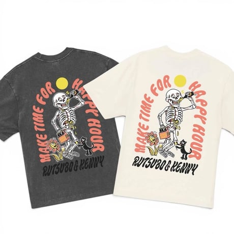 RUTSUBO "MAKE TIME FOR HAPPY HOUR S/S T-SHIRTS" 2COLORS
