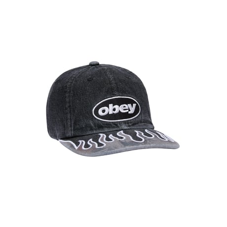 OBEY "PIGMENT FLAMES 6 PANEL VELCRO BACK" [FADED BLACK]