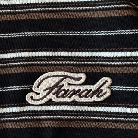 FARAH "MULTI BORDER CREW NECK LONG SLEEVE TEE" [BROWN]