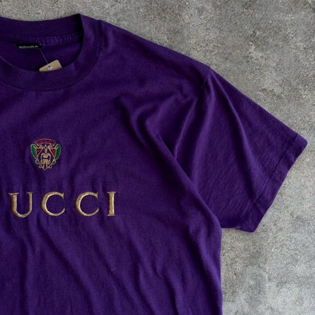90's SCREEN STARS "BOOTLEG GUCCI EMBROIDERED LOGO TEE"