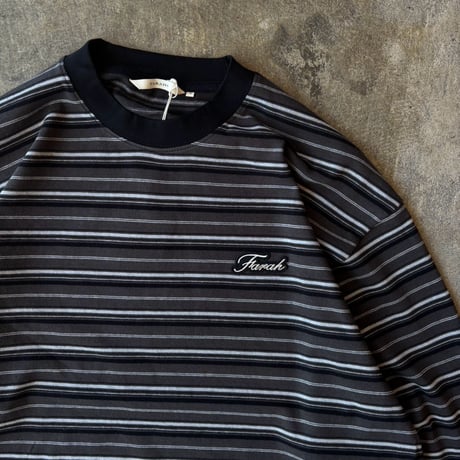 FARAH "MULTI BORDER CREW NECK LONG SLEEVE TEE" [CHARCOAL]