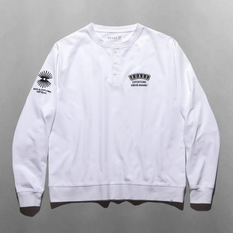 ROARK "ROAMIING" 14OZ H/W HENLY NECK L/S TEE [WHITE]