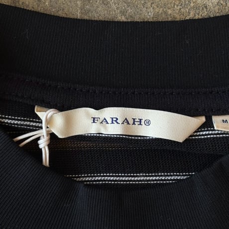 FARAH "MULTI BORDER CREW NECK LONG SLEEVE TEE" [BROWN]