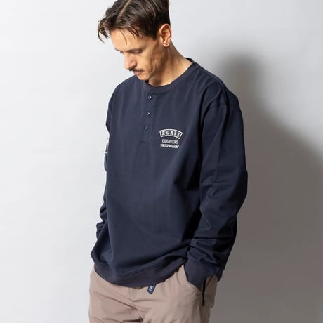 ROARK "ROAMIING" 14OZ H/W HENLY NECK L/S TEE [DARK NAVY]