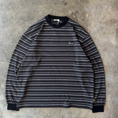 FARAH "MULTI BORDER CREW NECK LONG SLEEVE TEE" [CHARCOAL]