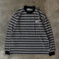FARAH "MULTI BORDER CREW NECK LONG SLEEVE TEE" [BLACK]