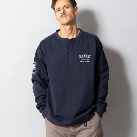 ROARK "ROAMIING" 14OZ H/W HENLY NECK L/S TEE [DARK NAVY]